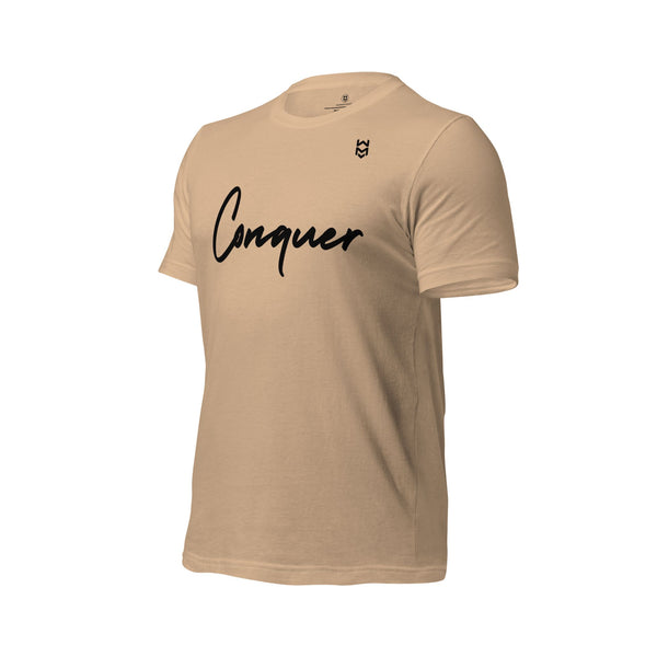 Conquer Script Tee - Tan