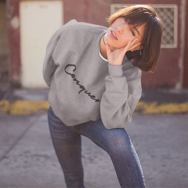 Conquer Script Sweatshirt - Gray