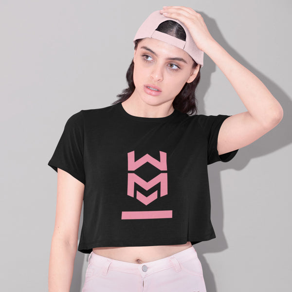 Defender Crop Top Tee - Black/Pink