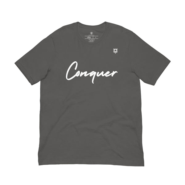 Conquer Script Tee - Slate