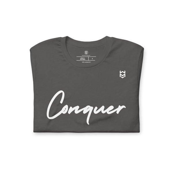 Conquer Script Tee - Slate