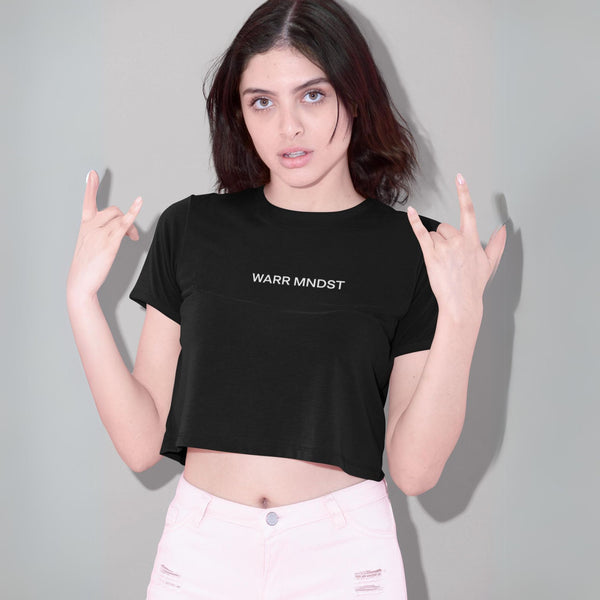 Warrior Mindset Crop Top Tee - Black/White